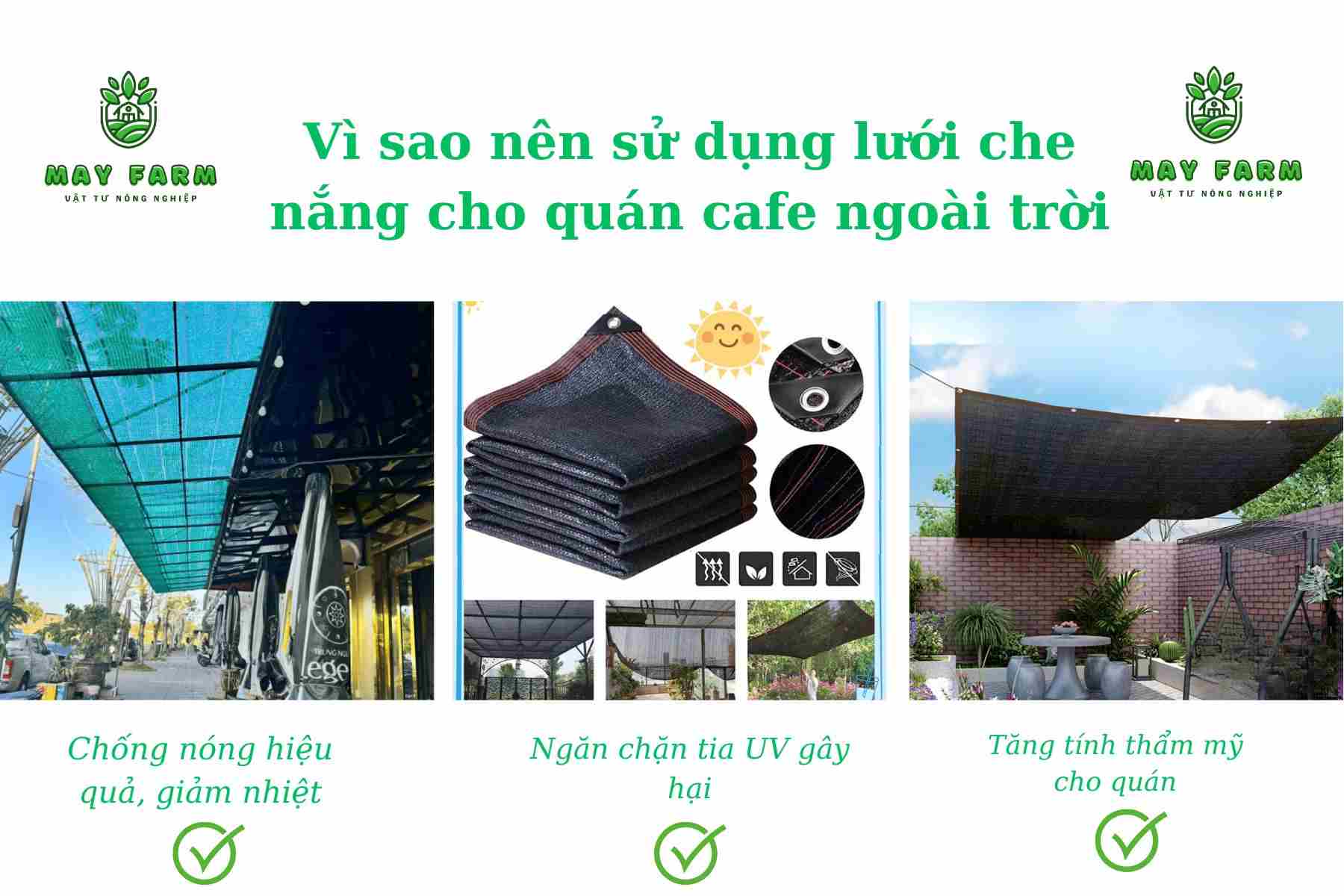 Vì sao nên sử dụng lưới che nắng cho quán cafe ngoài trời