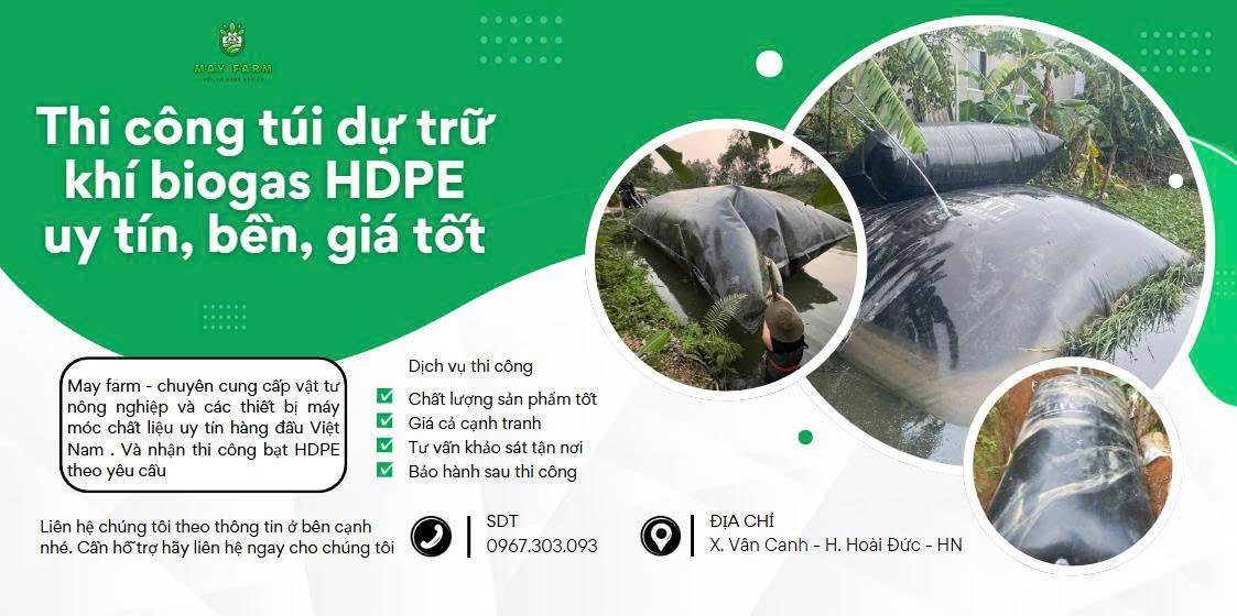 Thi công túi dự trữ khí biogas HDPE uy tín, bền, giá tốt
