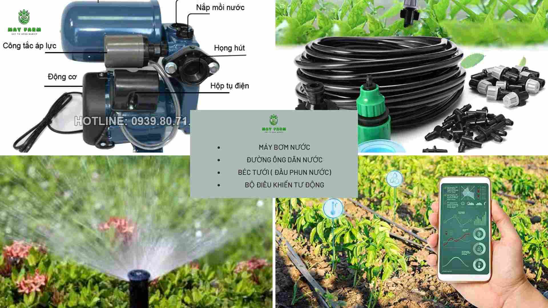 Các thành phần chính của hệ thống tưới cỏ tự động