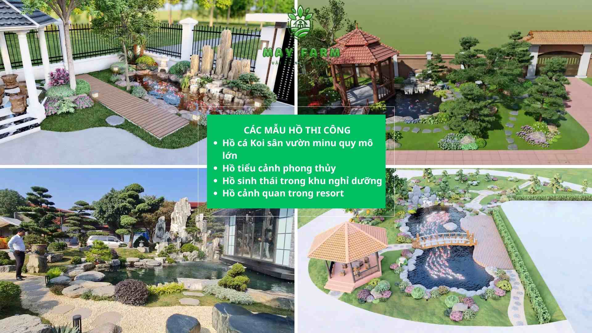 Các mẫu hồ cảnh quan May farm nhận  thi công