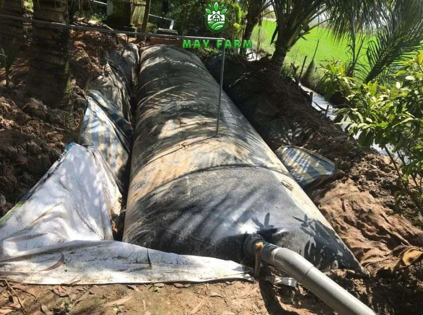 Cấu tạo hầm biogas hộ gia đình HDPE - Ống nạp chất thải và thoát cặn