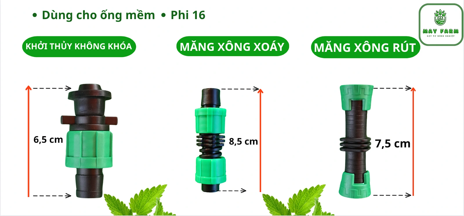 các thành phần của van khởi thủy 16mm