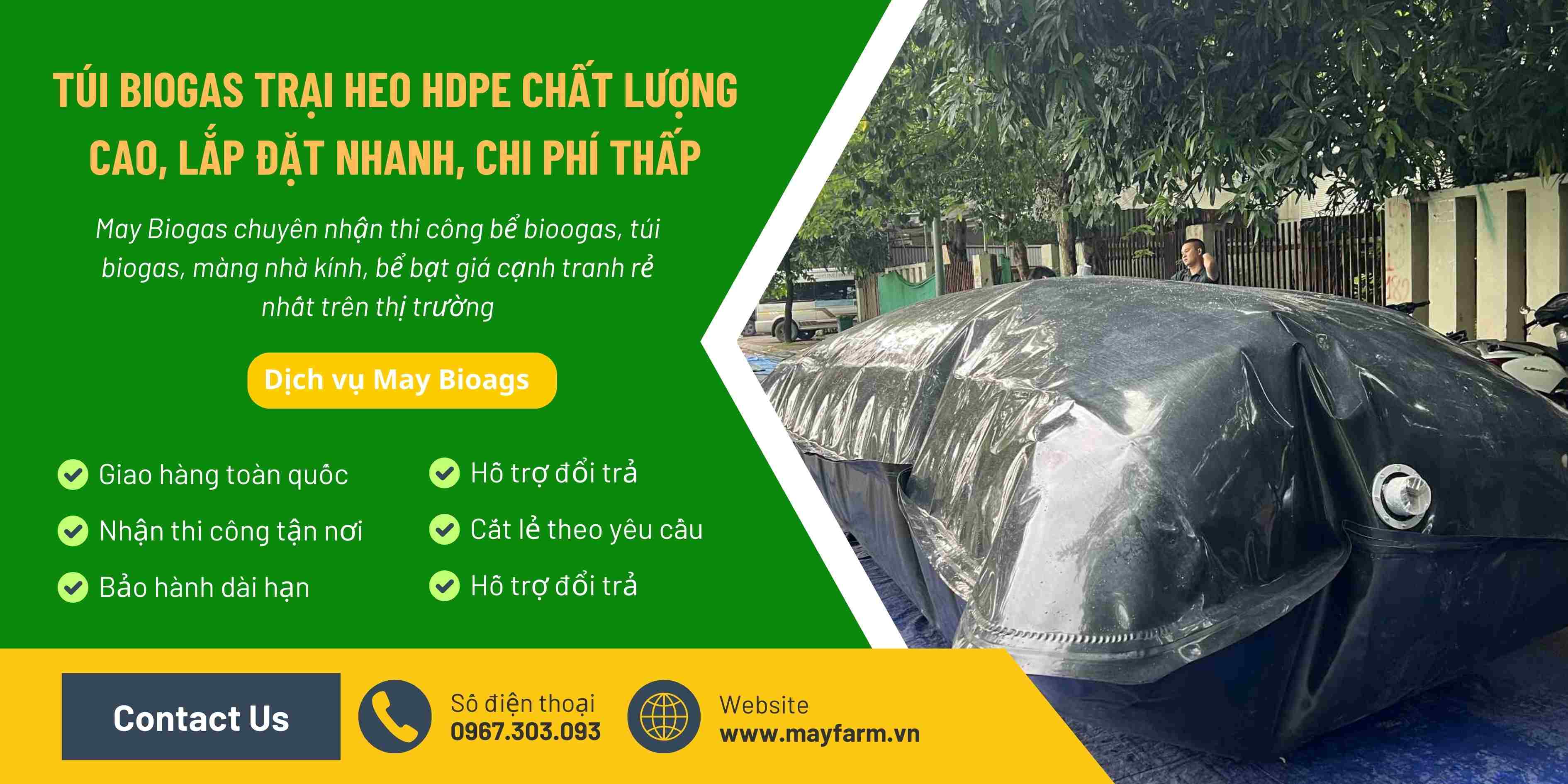 Túi Biogas Trại Heo HDPE Chất Lượng Cao, Lắp Đặt Nhanh, Chi Phí Thấp
