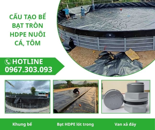 Cấu tạo bể bạt tròn HDPE nuôi cá, tôm