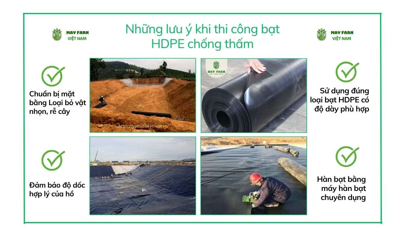 Những lưu ý khi thi công bạt HDPE chống thấm