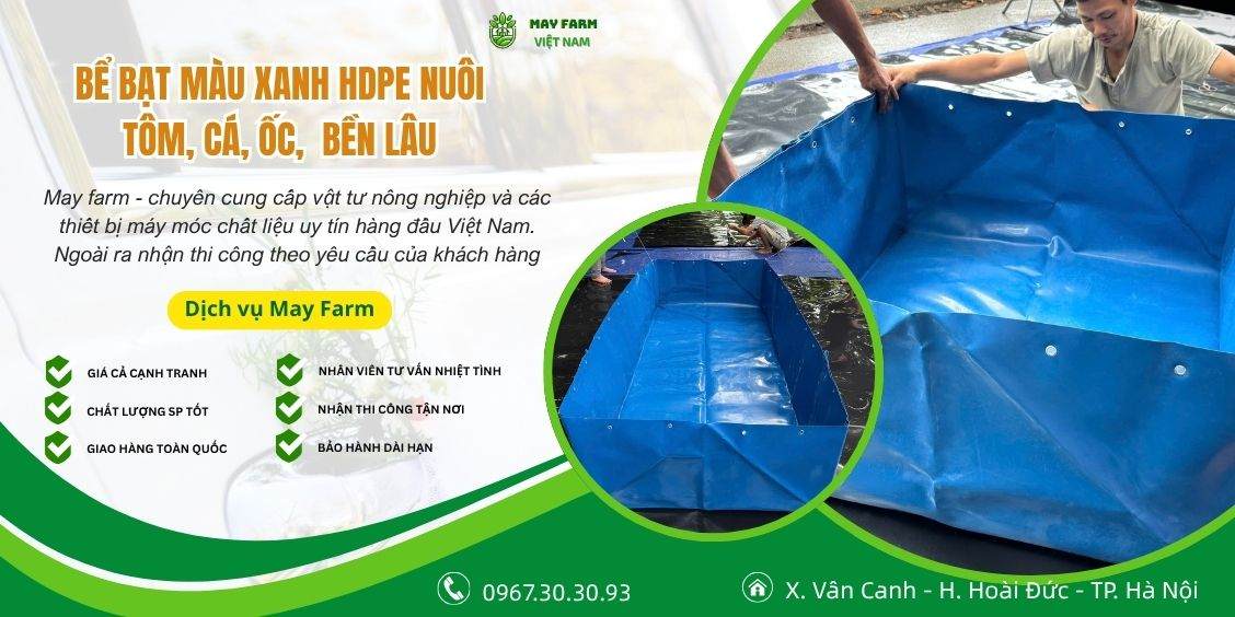 Bể Bạt Màu Xanh HDPE Nuôi Tôm, Cá, Ốc,  Bền Lâu