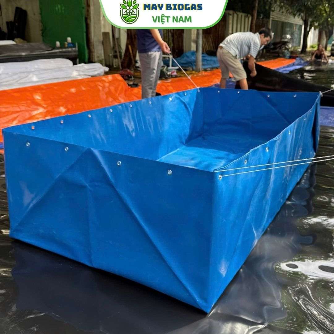Hướng dẫn lắp đặt bể bạt màu xanh HDPE nuôi thủy sản