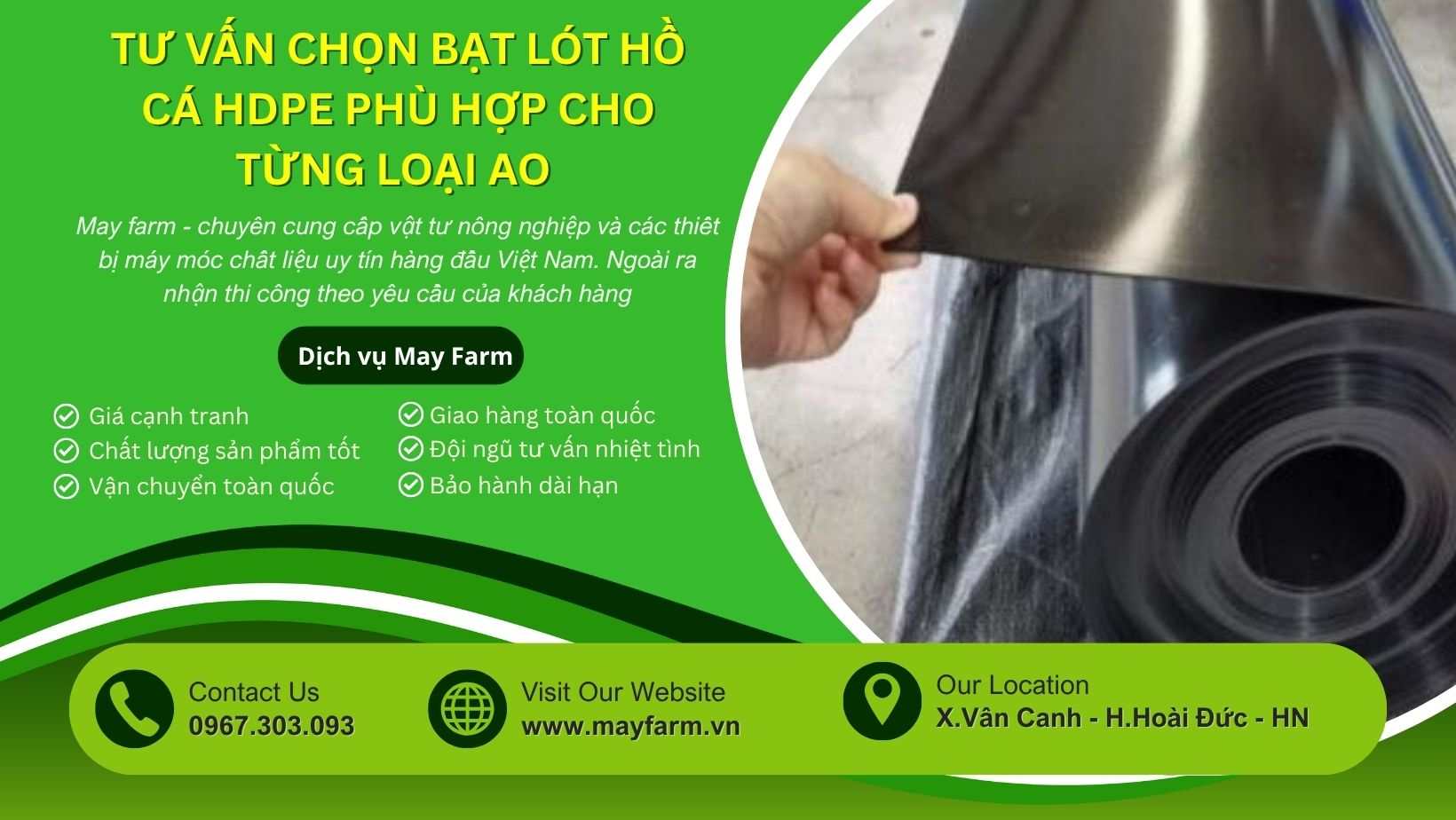 TƯ VẤN CHỌN BẠT LÓT HỒ CÁ HDPE PHÙ HỢP CHO TỪNG LOẠI AO 