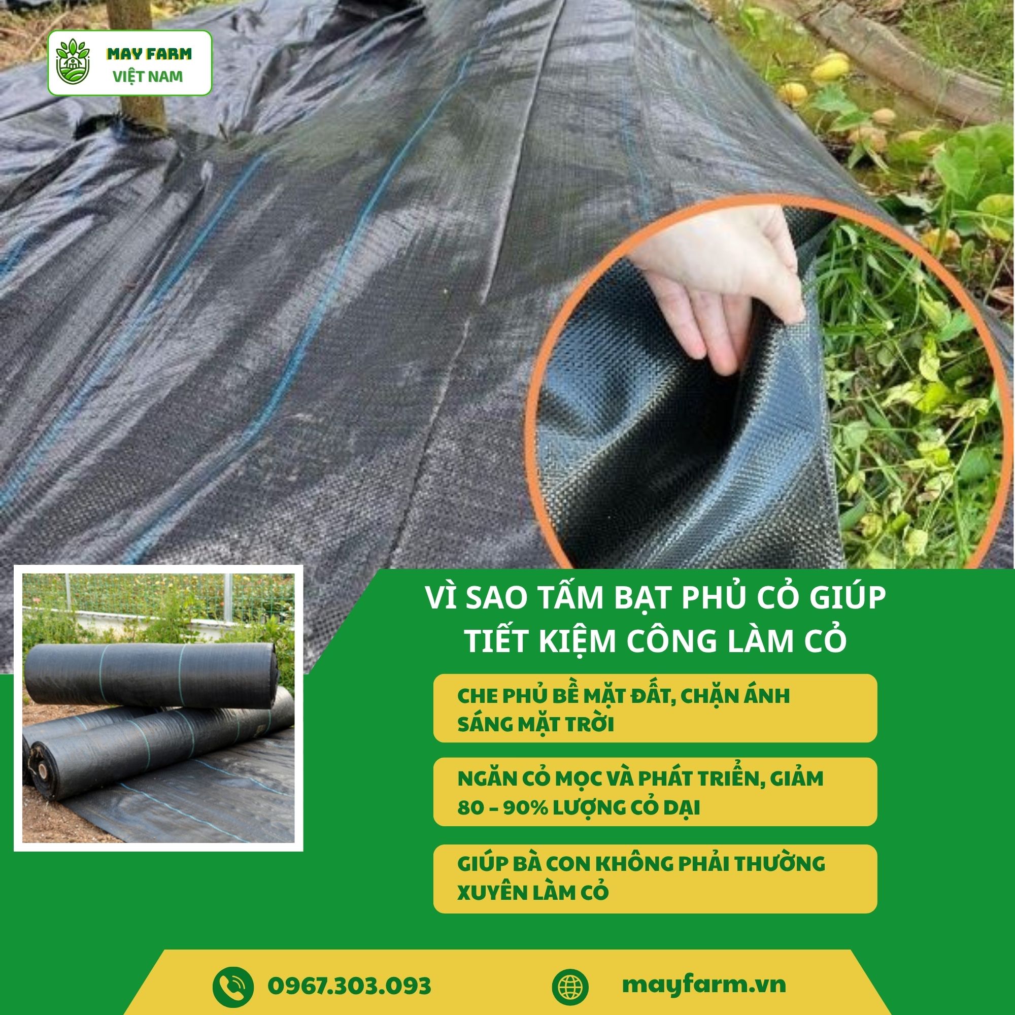 Vì sao tấm bạt phủ cỏ giúp tiết kiệm công làm cỏ