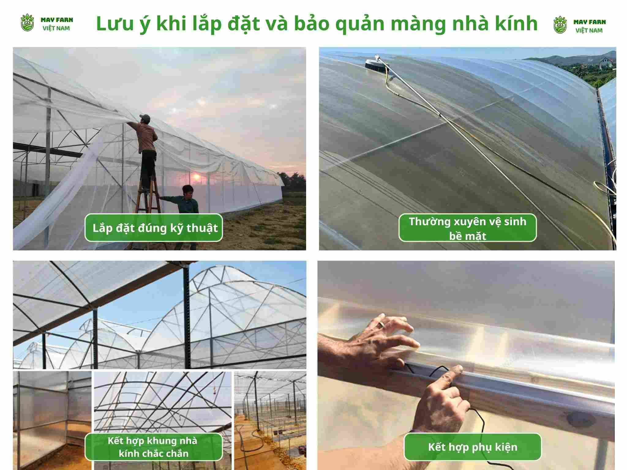  Lưu ý khi lắp đặt và bảo quản màng nhà kính