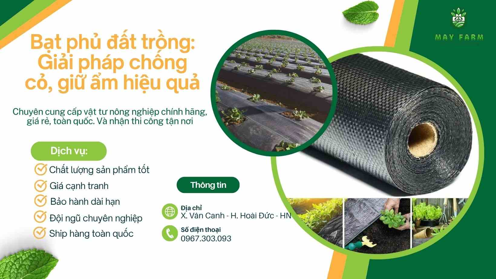 Bạt phủ đất trồng: Giải pháp chống cỏ, giữ ẩm hiệu quả