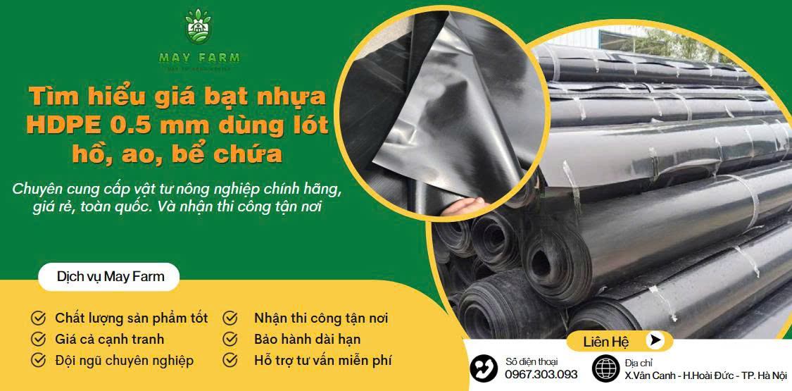 Tìm hiểu giá bạt nhựa HDPE 0.5 mm dùng lót hồ, ao, bể chứa