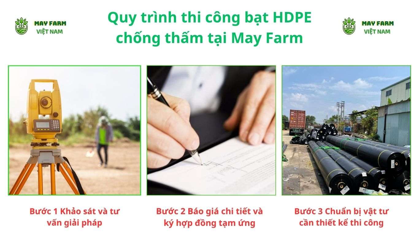 Quy trình thi công bạt HDPE chống thấm tại May Farm