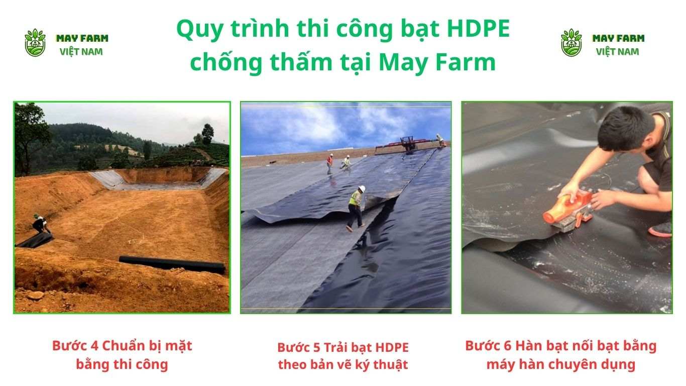 Quy trình thi công bạt HDPE chống thấm tại May Farm