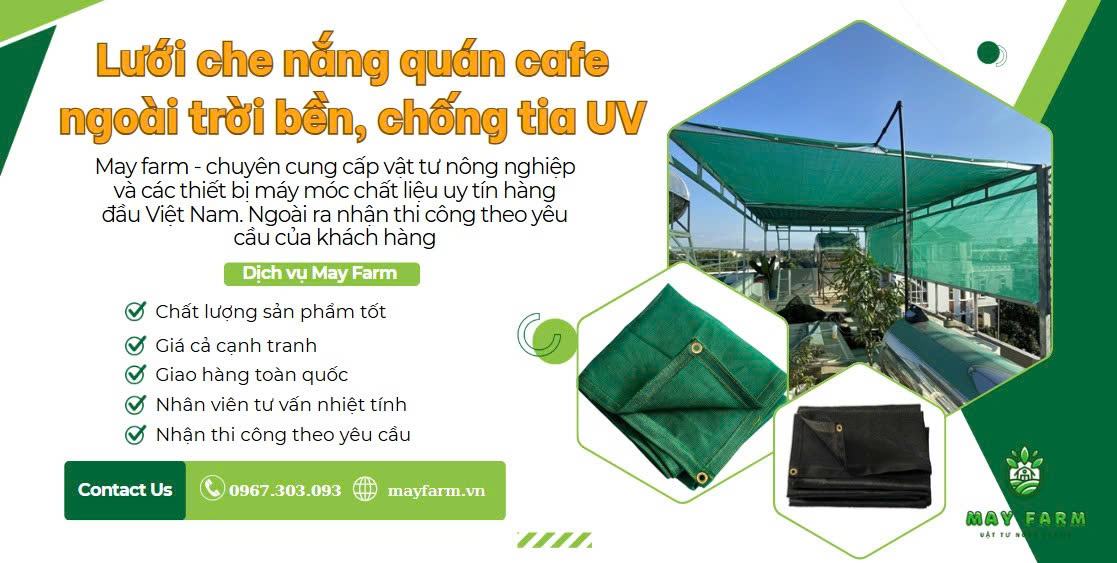 Lưới che nắng quán cafe ngoài trời bền, chống tia UV