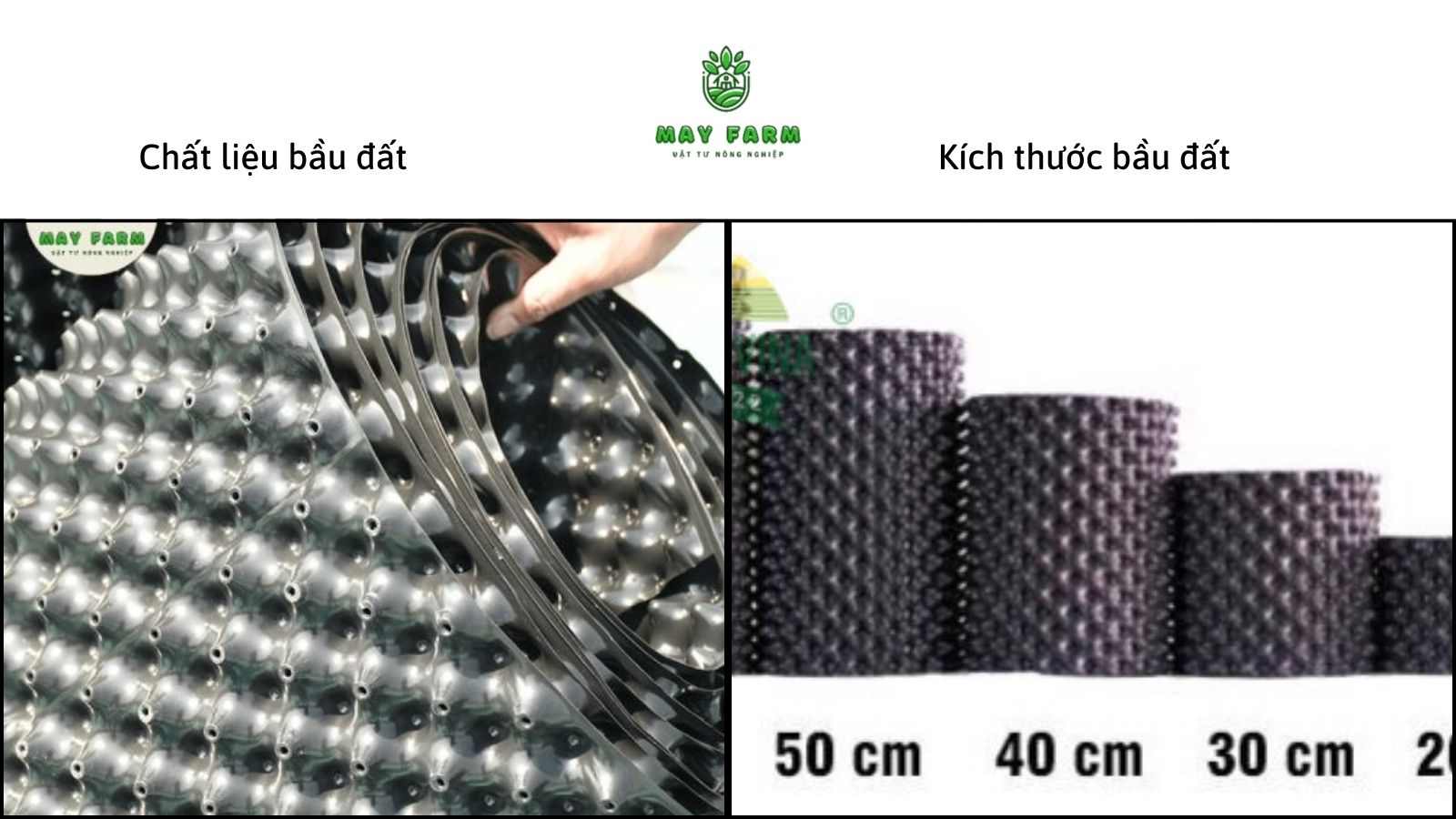 Chất liệu, kích thước bầu đất